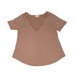 Sienna Sky Women’s V-neck top size small Color Dusty Rose Pink